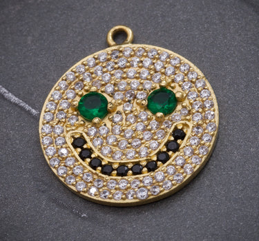 Dije de cara feliz con swarovski multicolor 4.4gr / Largo 3.1cm / Oro Amarillo Nac M