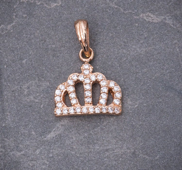Dije corona con swarovski blanco 1.05gr / Largo 1.7cm / Oro Rosado Nac P