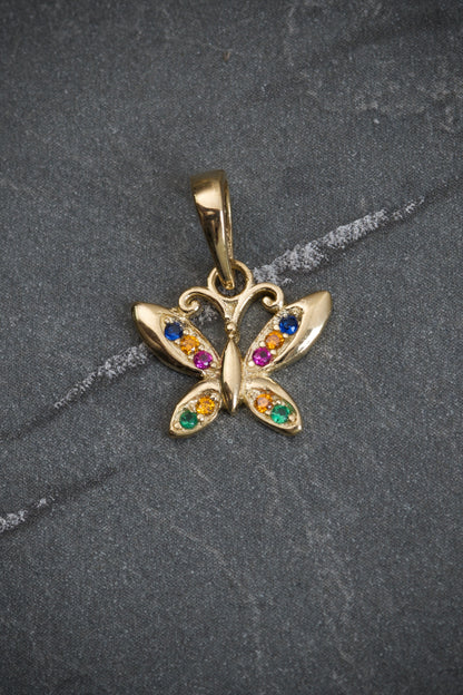 Dije de mariposa con swarovski multicolor 1gr / 1.5cm / Oro Amarillo Nac B
