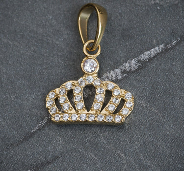 Dije corona de princesa con swarovski blanco 1gr / 1.8cm / Oro Amarillo Nac B