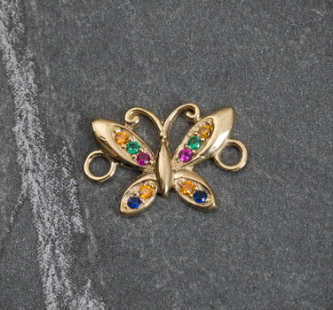 Herraje de mariposa con swarovski multicolor 0.85gr / 0.9cm / Oro Amarillo Nac B