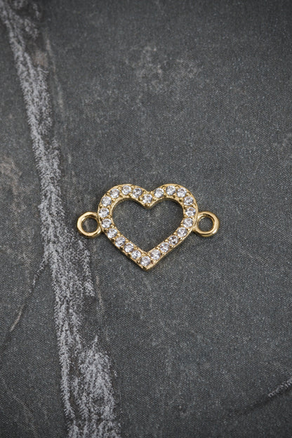 Herraje corazon con swarovski blanco 0.45gr / Largo 1.4cm / Oro Amarillo Nac B