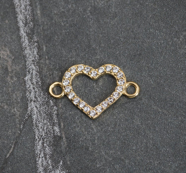 Herraje de corazon con swarovski blanco 0.45gr / 1cm / Oro Amarillo Nac B