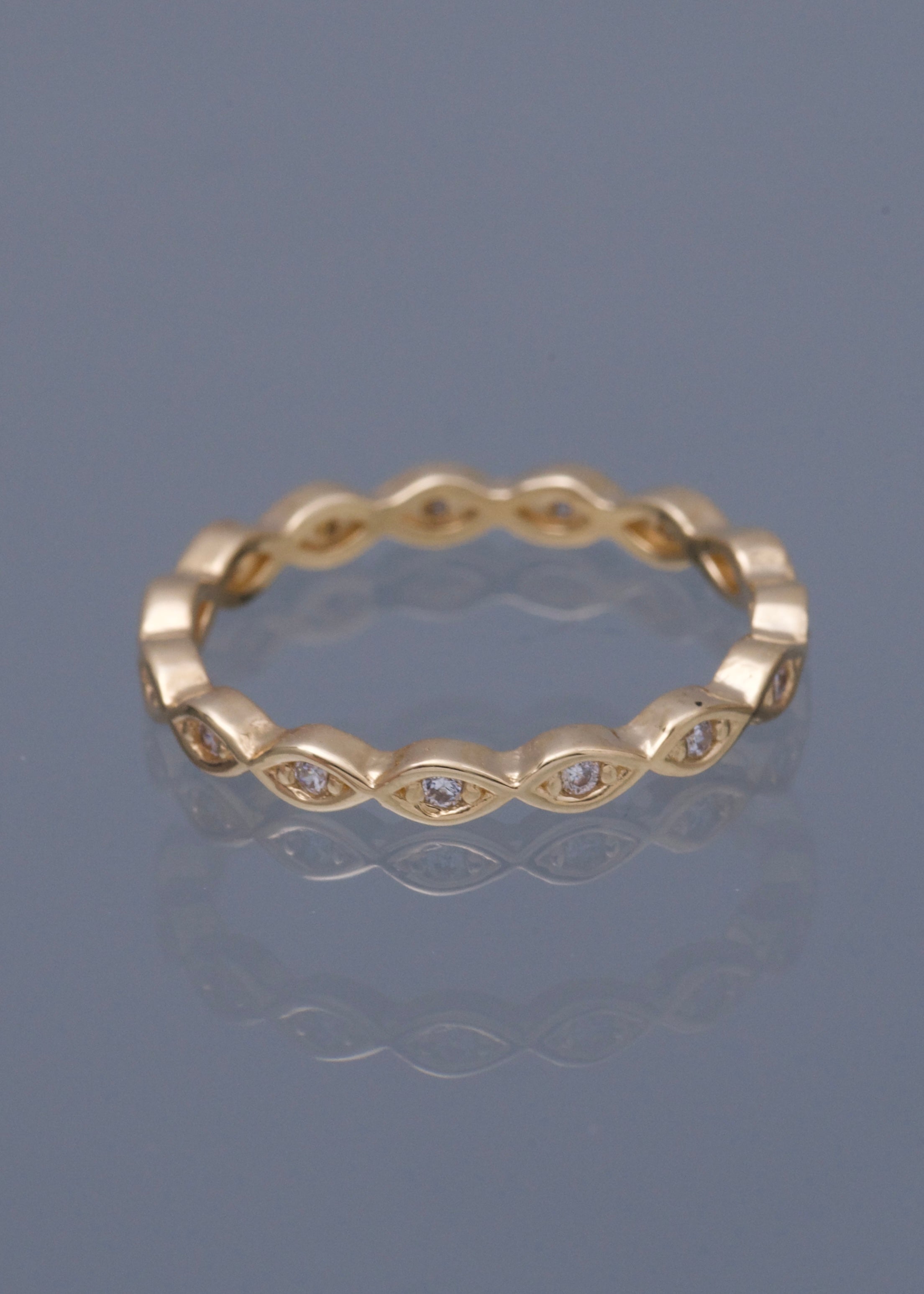 Anillo con swarovski blanco 2.05gr / TALLA 6 / Oro Amarillo Nac B