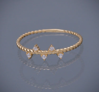Anillo entorchado con swarovski blanco 0.75gr / TALLA 6 1/2 / Oro Amarillo Nac P