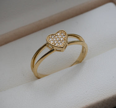 Anillo Con Corazon y SWAroski Blancos 1.95gr / Oro Amarillo Nac M