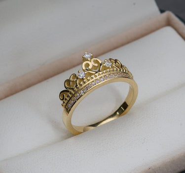 Anillo Corona De 15`s Con Swarovski 3.1gr / Oro Amarillo Nac B