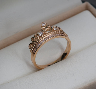 Anillo COrona De 15`s Con Swarovski 2.95gr / Oro Rosado Nac B