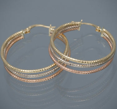 Candongas diamantadas 2.4gr / Largo 3.5cm / Tres Oros Nac*
