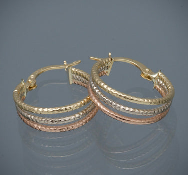 Candongas diamantadas 1.5gr / Largo 1.9cm / Tres Oros Nac M