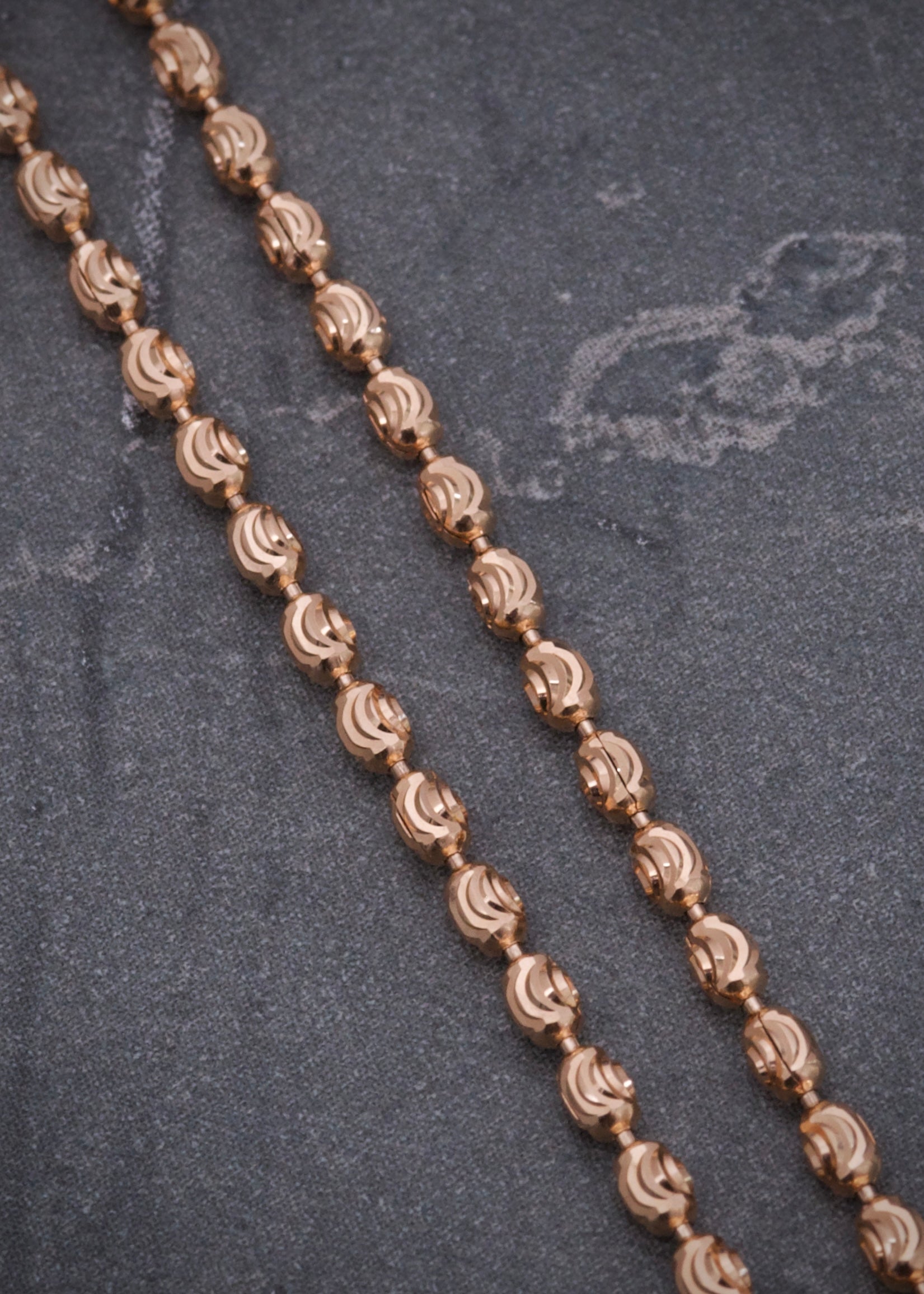 Cadena militar diamantado luna 2mm 7.1gr / Largo 60cm / Oro Rosado italy +3 P