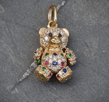 Dije de oso articulado con swarovski multicolor 2.45gr / 2cm / Oro Amarillo Nac B