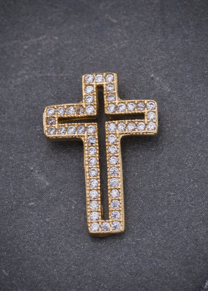 Dije cruz con swarovski blanco 1.2gr / Largo 1.7cm / Oro Amarillo Nac B