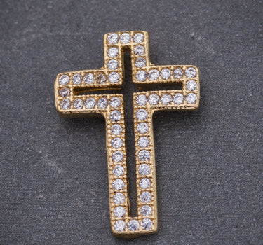 Dije cruz con swarovski blanco 1.15gr / Largo 1.7cm / Oro Amarillo Nac*