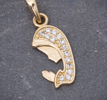 Dije virgen maria con swarovski blanco 0.7gr / Largo 1.9cm / Oro Amarillo Nac B
