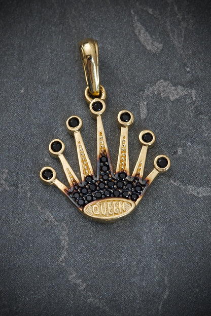 Dije de corona rx con swarovski negro 2.25gr / 2.5cm / Oro Amarillo Nac B
