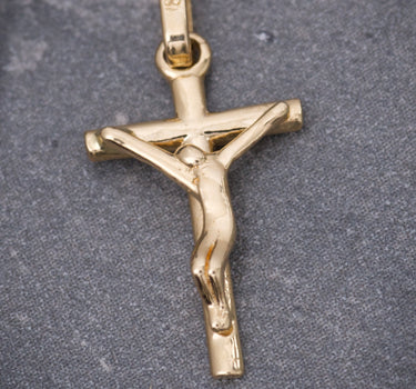 Dije cruz con cristo 0.7gr / Largo 2cm / Oro Amarillo Nac*