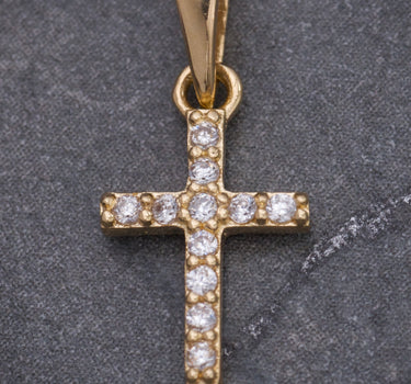 Dije cruz con swarovski blanco 0.55gr / Largo 1.7cm / Oro Amarillo Nac M