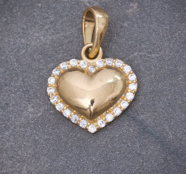 Dije corazon con swarovski blanco 1.3gr / Largo 1.6cm / Oro Amarillo Nac P