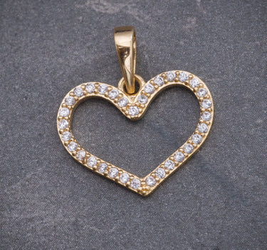 Dije corazon con swarovski blanco 1.1gr / Largo 1.8cm / Oro Amarillo Nac P
