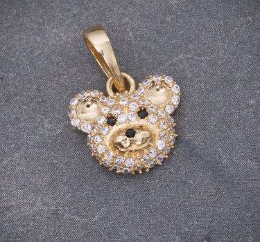 Dije oso con swarovski blanco 1.35gr / Largo 1.6cm / Oro Amarillo Nac*