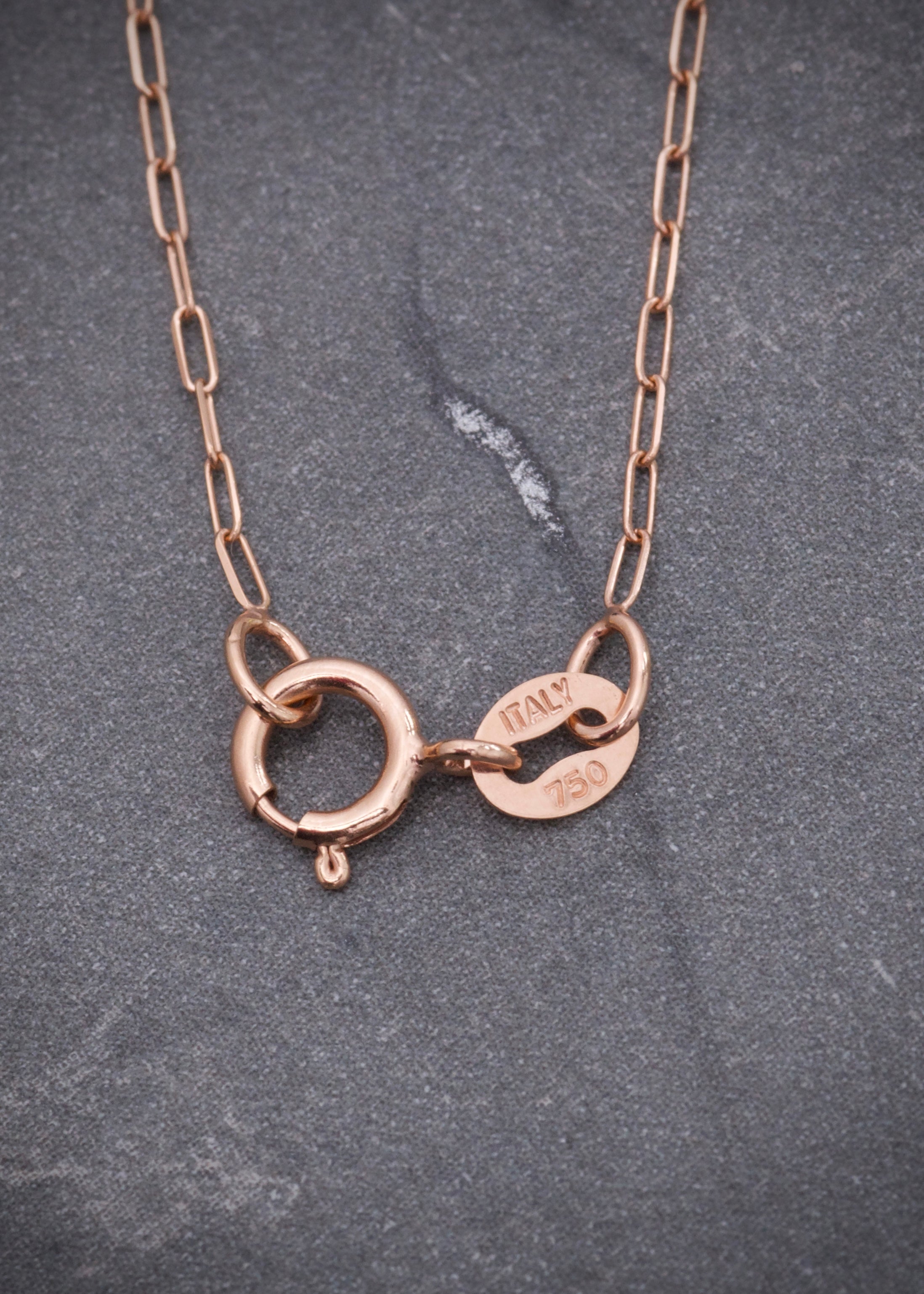 Cadena mini paper clip 1gr / largo 50cm / Oro Rosado italy +3 M