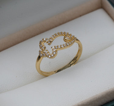 Anillo de pez con swarovski blanco 2.15gr / Oro Amarillo Nac B