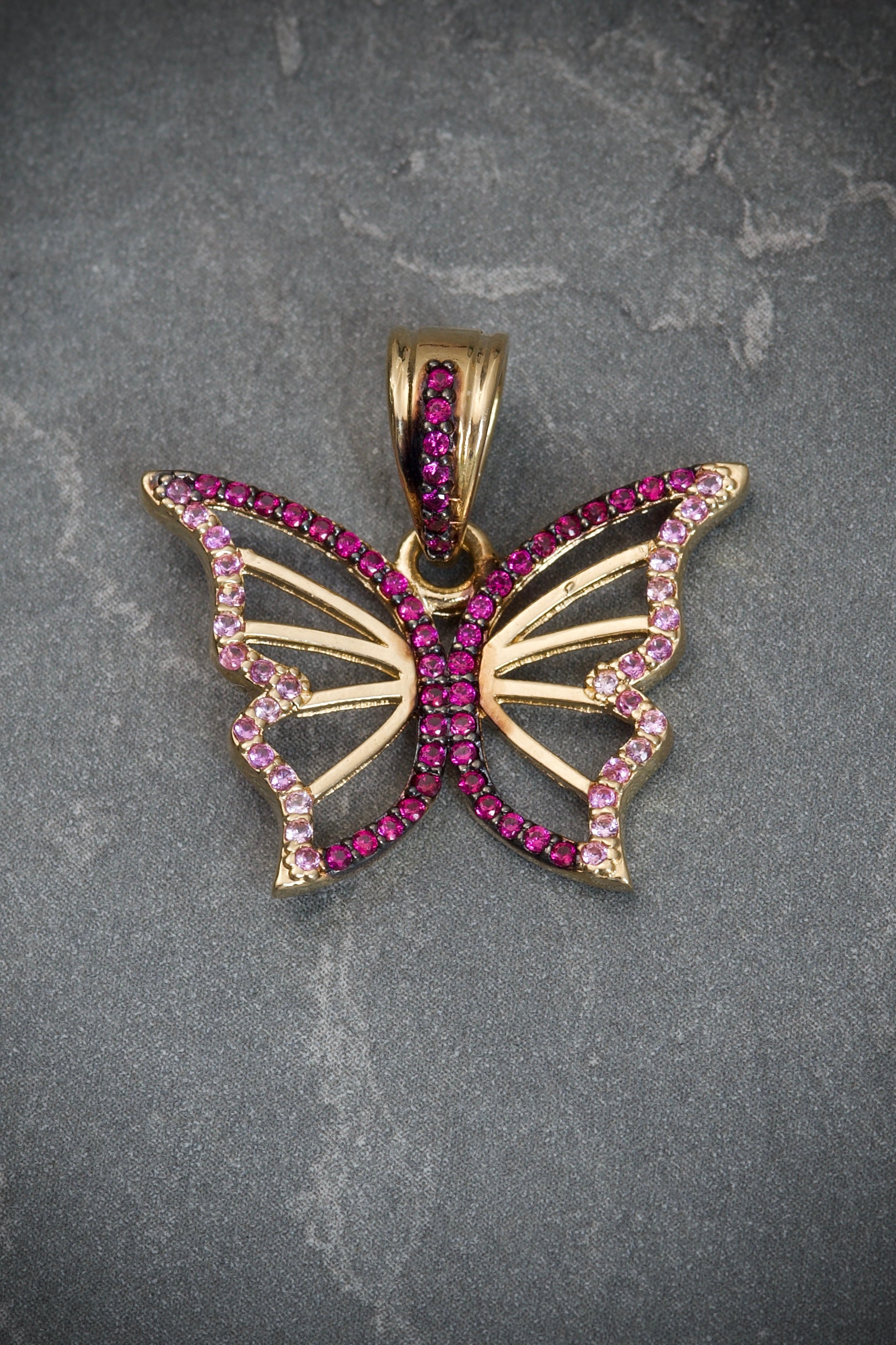 Dije de mariposa con swarovski blanco 3.1gr / 2.2cm / Oro Amarillo Nac M