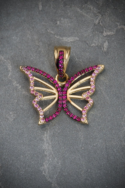 Dije de mariposa con swarovski blanco 3.1gr / 2.2cm / Oro Amarillo Nac M