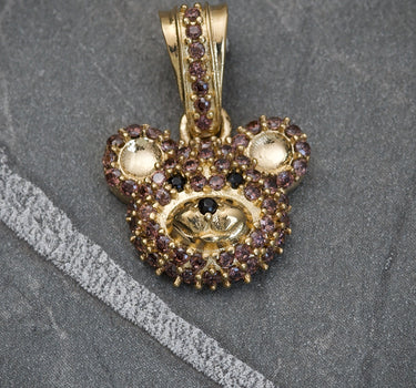 Dije de oso con swarovski morado 2.65gr / 1.8cm / Oro Amarillo Nac B