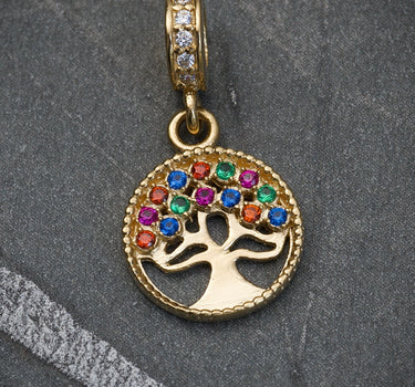 Dije arbol de la vida con swarovski multicolor 1.4gr / 2cm / Oro Amarillo Nac B