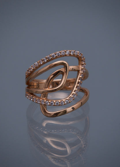 Anillo con swarovski blanco 6.35gr / TALLA 6 1/4 / Oro Rosado Nac M