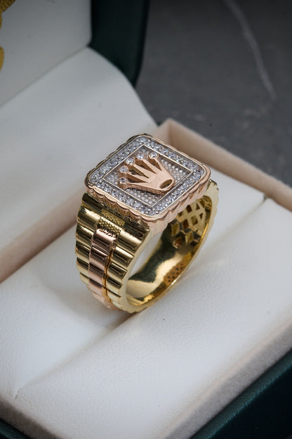 Anillo de rx con swarovski blanco 17.8gr / Talla 10 /  Tres Oros Nac B