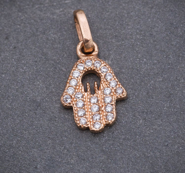 Dije mano hs con swarovski blanco 0.7gr / Largo 1.6cm / Oro Rosado Nac*