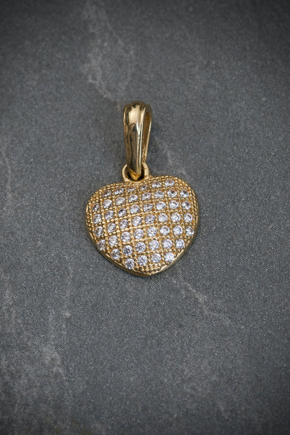 Dije de corazon con swarovski blanco 1.5gr / 1.8cm / Oro Amarillo Nac B