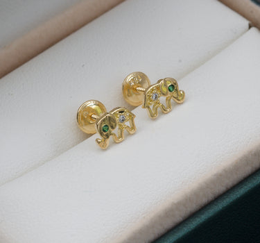 Topos de elefante con swarovski verde 1.1gr / 0.5cm / Oro Amarillo Nac B