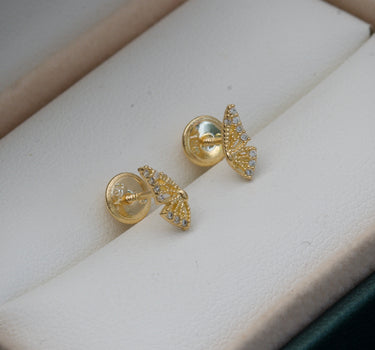 Topos de alas de mariposa con swarovski blanco 0.8gr / 0.7cm / Oro Amarillo Nac B