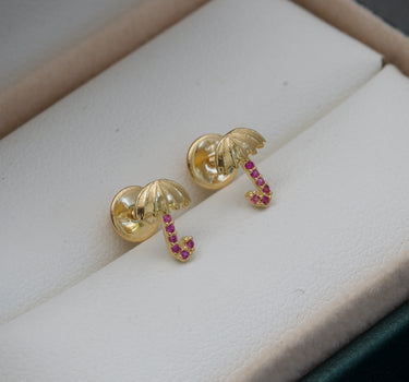 Topos de sombrilla con swarovski fucsia 0.95gr / 0.8cm / Oro Amarillo Nac B