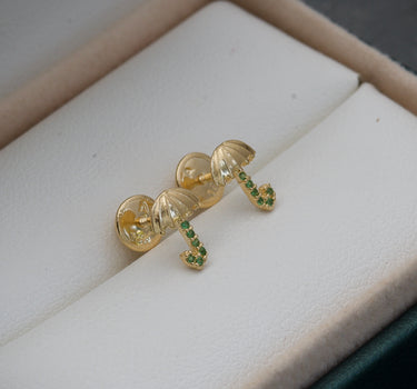 Topos de sombrilla con swarovski verde 0.95gr / 0.8cm / Oro Amarillo Nac B