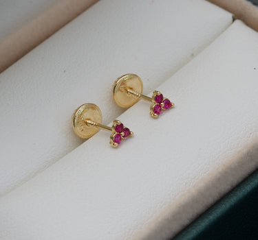 Topos flor con swarovski fucsia 0.5gr / 0.4cm / Oro Amarillo Nac B