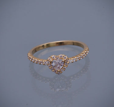 Solitario de corazon con swarovski blanco 2.3gr / TALLA 7 / Oro Amarillo Nac M