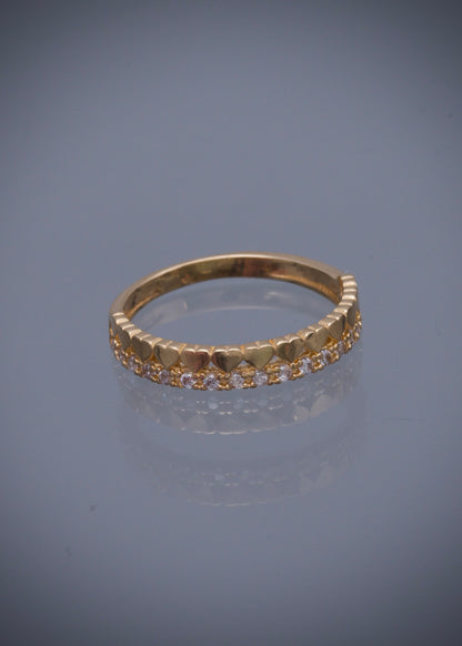 Anillo corazones con swarovski blanco 2.15gr / TALLA 6 1/2 / Oro Amarillo Nac M
