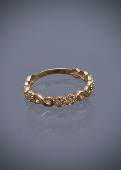 Anillo infinito con swarovski blanco 2.3gr / TALLA 5 3/4 / Oro Amarillo Nac B