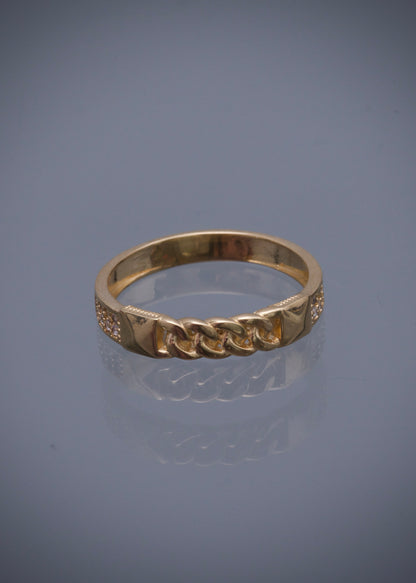 Anillo con swarovski blanco 2.3gr / TALLA 6 1/4 / Oro Amarillo Nac B
