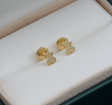 Topos de oso th con swarovski blanco 0.65gr / 0.5cm / Oro Amarillo Nac B