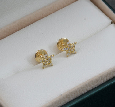 Topos de estrella con swarovski blanco 0.8gr / 0.7cm / Oro Amarillo Nac B