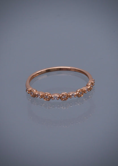 Anillo flores con swarovski blanco 1.4gr / TALLA 7 1/4 / Oro Rosado Nac M
