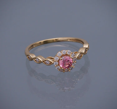 Solitario con swarovski rosado 1.9gr / TALLA 6 1/4 / Oro Amarillo Nac P