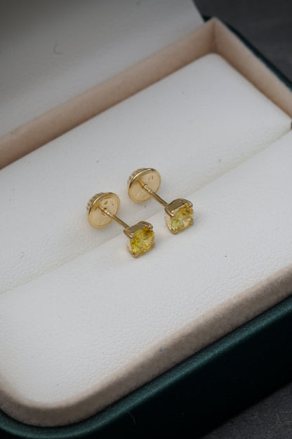 Topos con swarovski amarillo 0.9gr / 0.4cm / Oro Amarillo Nac B