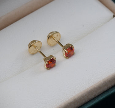 Topos Con Swarovski Naranja 0.8gr / Largo 0.4cm / Oro Amarillo Nac P